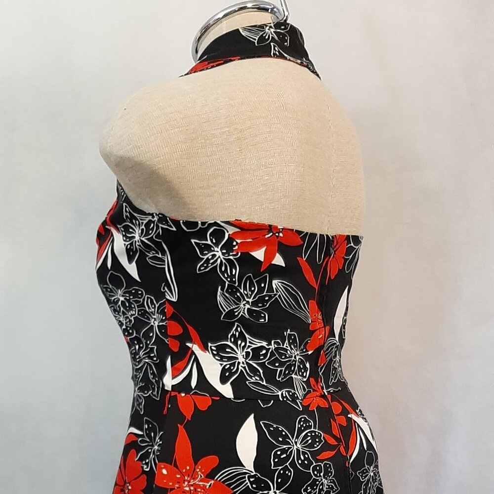 Alyn Paige New York Size 13/14 Floral Halter Sundress Rockabilly Red Black White